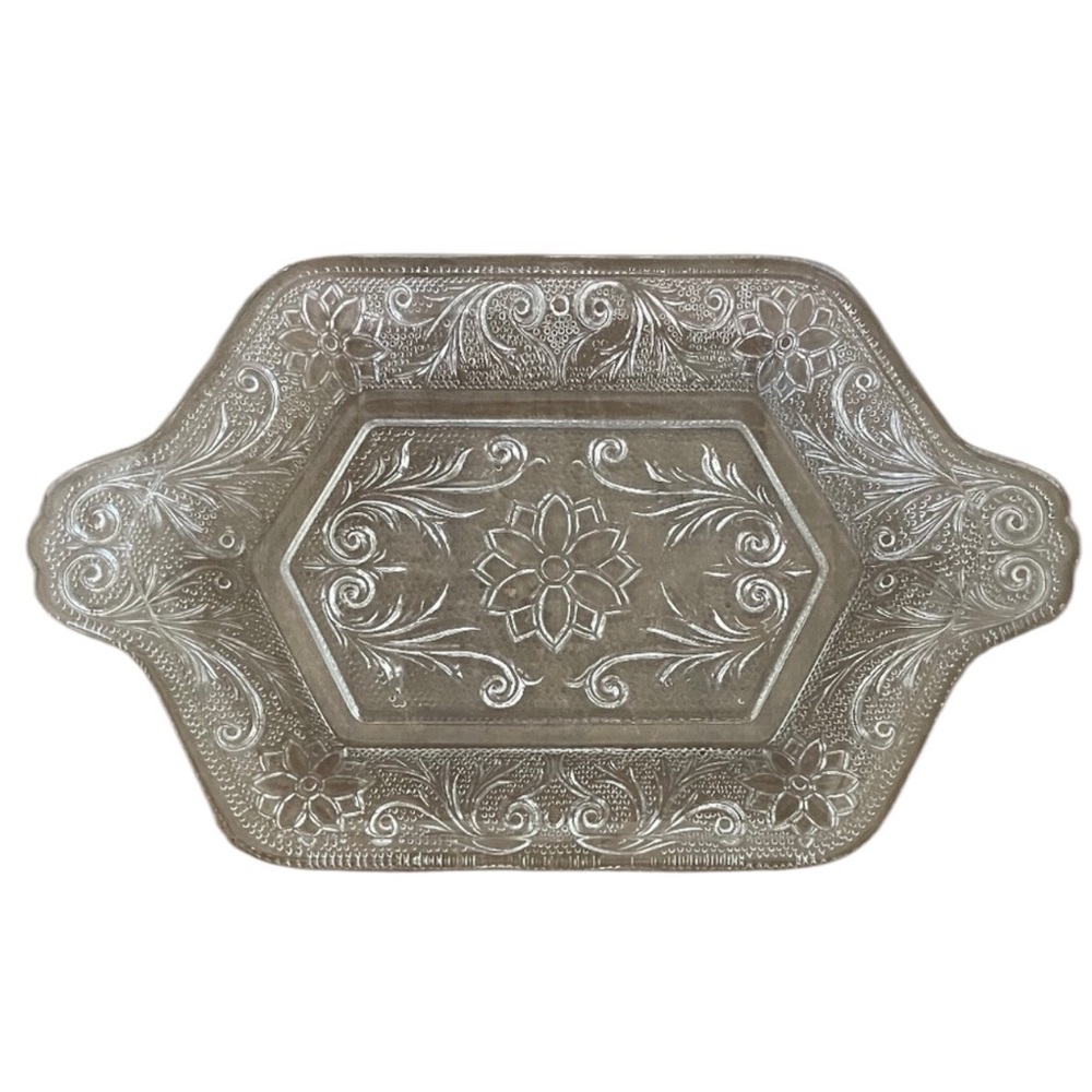 Clear Indiana Sandwich Glass Tray - Sugar & Creamer, Butter, Jewelry, Candles